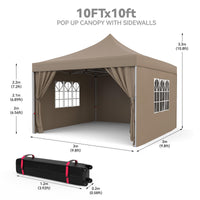 Padiglione pop-up Garvee 10x10 piedi con 4 pannelli laterali, impermeabile, protezione UV, portatile per giardino ed eventi, blu