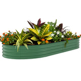 Garvee Letto da Giardino Rialzato Zincato 305x122x46 cm Verde, Acciaio Resistente alla Ruggine, Orto Esterno - Verde con strisce anti-taglio