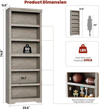 Garvee Libreria 6 Ripiani Alta Regolabile MDF Resistente Design Elegante Antiscivolo per Soggiorno e Ufficio 190 cm