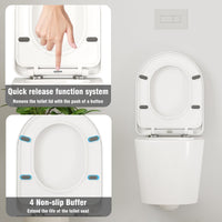 Garvee WC Sospeso Senza Bordo Di Scarico, Ceramica Resistente, Bagno Ospiti, 53 cm, Bianco