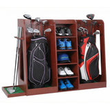 Garvee Organizer Porta Mazze da Golf in Legno Robusto | Supporto 2 Borse, Casa e Garage, 141 cm x 40,6 cm x 94 cm - Marrone