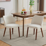 Garvee Set di 2 sedie da pranzo, in legno con rivestimento in lino e schienale ad ala, per cucina e sala da pranzo, 42x47x78 cm, colore naturale - Confezione da 2 lenzuola | Crema