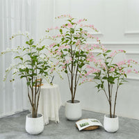 Albero artificiale fiorito Garvee da 5 piedi con fiori rosa, in plastica e cemento, stabile per decorazioni interne ed esterne
