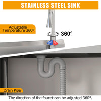 Lavello da cottura industriale Garvee in acciaio inox dalle grandi dimensioni 120x51x94cm Lavello da cottura industriale in robusto acciaio inox e con elevata capacità di carico per applicazioni professionali