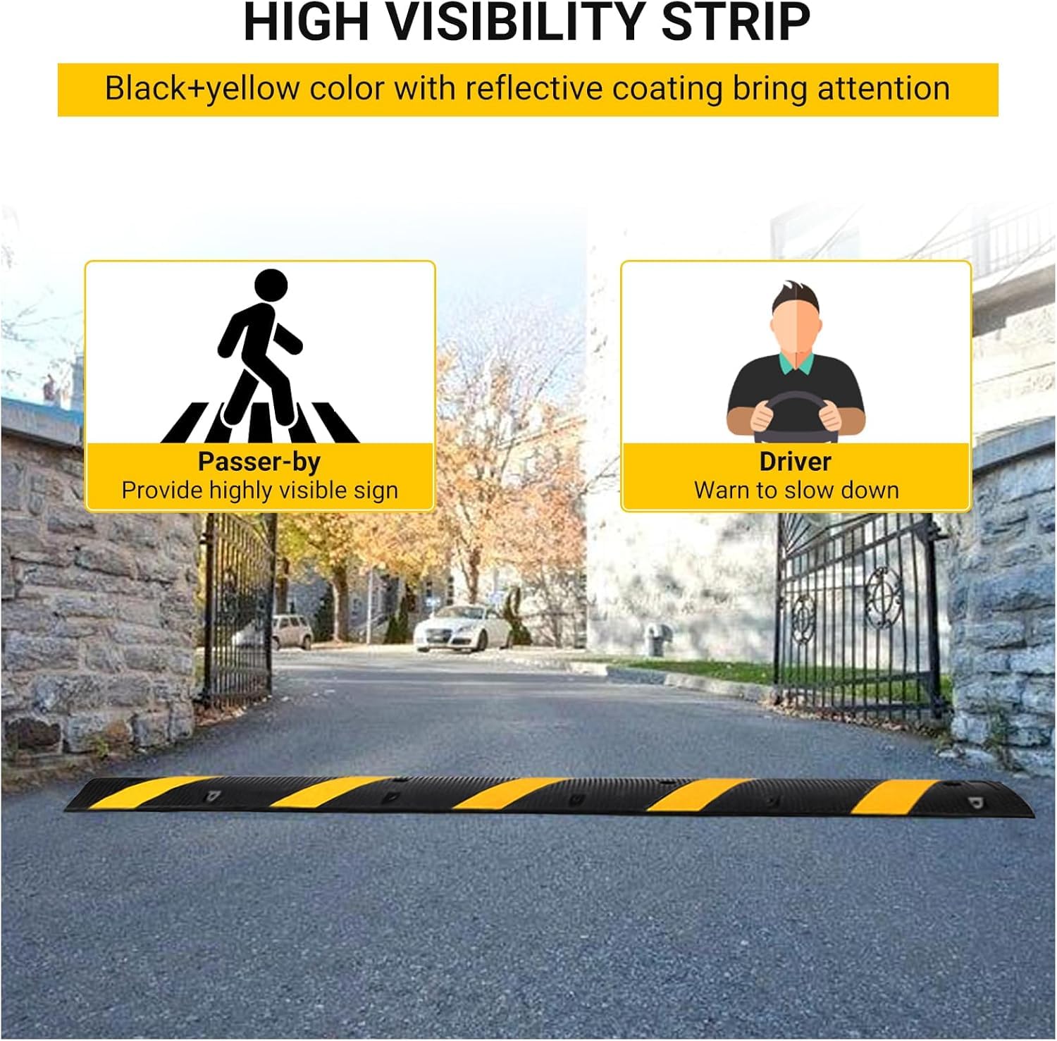 Dossi Rallentatori Gomma Garvee Cable Bridge 3,3 Piedi*2 Gialli Resistenti con 8 Bulloni - Ideale per Festa del Papà in Strade, Parcheggi, Scuole