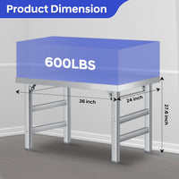Tavolo pieghevole Garvee in acciaio inossidabile da 36" x 24" con ripiano inferiore regolabile per cucina, officina, garage, dimensioni 36", acciaio inossidabile