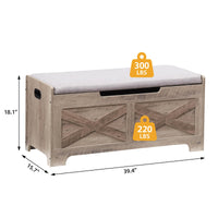 Panca portaoggetti Garvee con serratura di sicurezza, stile fattoria, legno, grigio, per corridoio e camera da letto