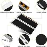 Rampe per sedie a rotelle portatili Garvee da 3 piedi in alluminio con capacità di carico di 600 libbre, pieghevoli per casa e viaggio