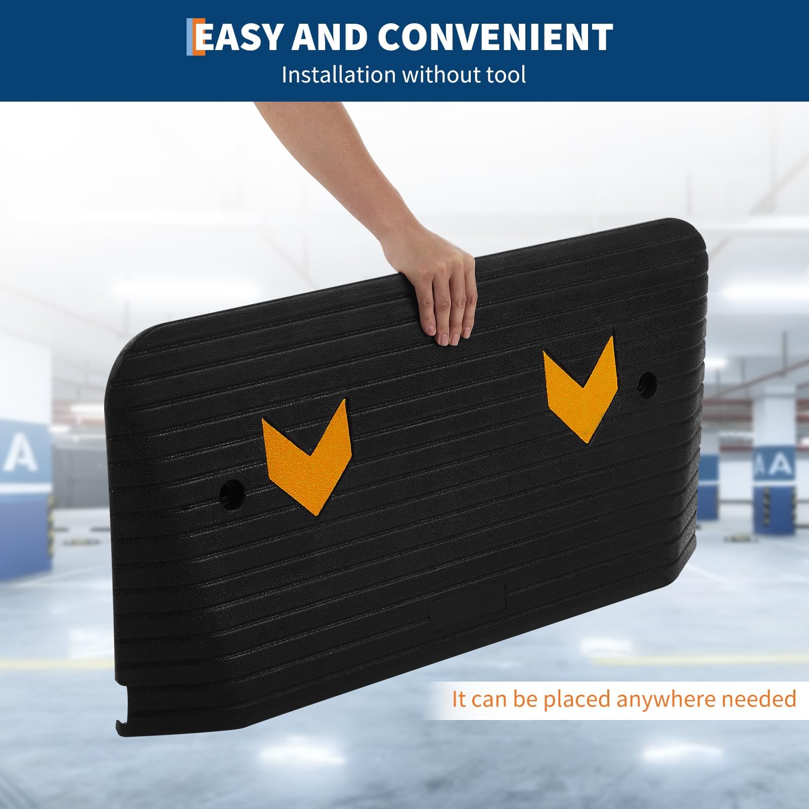 Rampa di soglia in gomma Garvee da 3,5", capacità di carico di 33.000 libbre, antiscivolo, portatile, robusta per sedie a rotelle e scooter, uso versatile, 35,5" L x 21" W x 3,5" H, nera