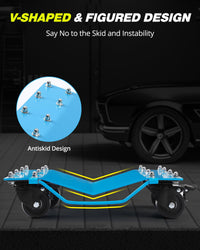 Garvee Auto Dolly Set 2, capacità di carico 4000 libbre, acciaio al manganese, base antiscivolo, ruote girevoli a 360°, 16"x13", blu, officina e garage