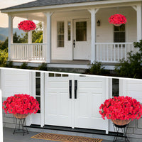 Garvee Set di fiori di bouganville artificiali con cesto per giardino e terrazza, resistenti alle intemperie e ai raggi UV, rosso e verde
