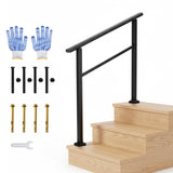 Garvee Corrimano per Scale Esterno 3 Gradini Regolabile 0-45° Alluminio Nero con Struttura in Ferro Kit Completo Sicurezza Scale Veranda - Black-1 Pack