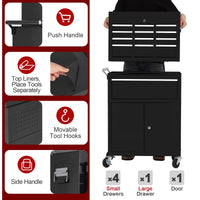 Carrello portautensili Garvee 5 cassetti in metallo con ruote 2 in 1 staccabile per ufficio e garage 21.85"P x 12.4"L x 26.57"A