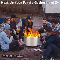 Braciere Garvee da 32 pollici senza fumo per esterni, in acciaio inossidabile a doppia parete con maniglie, per campeggio e patio