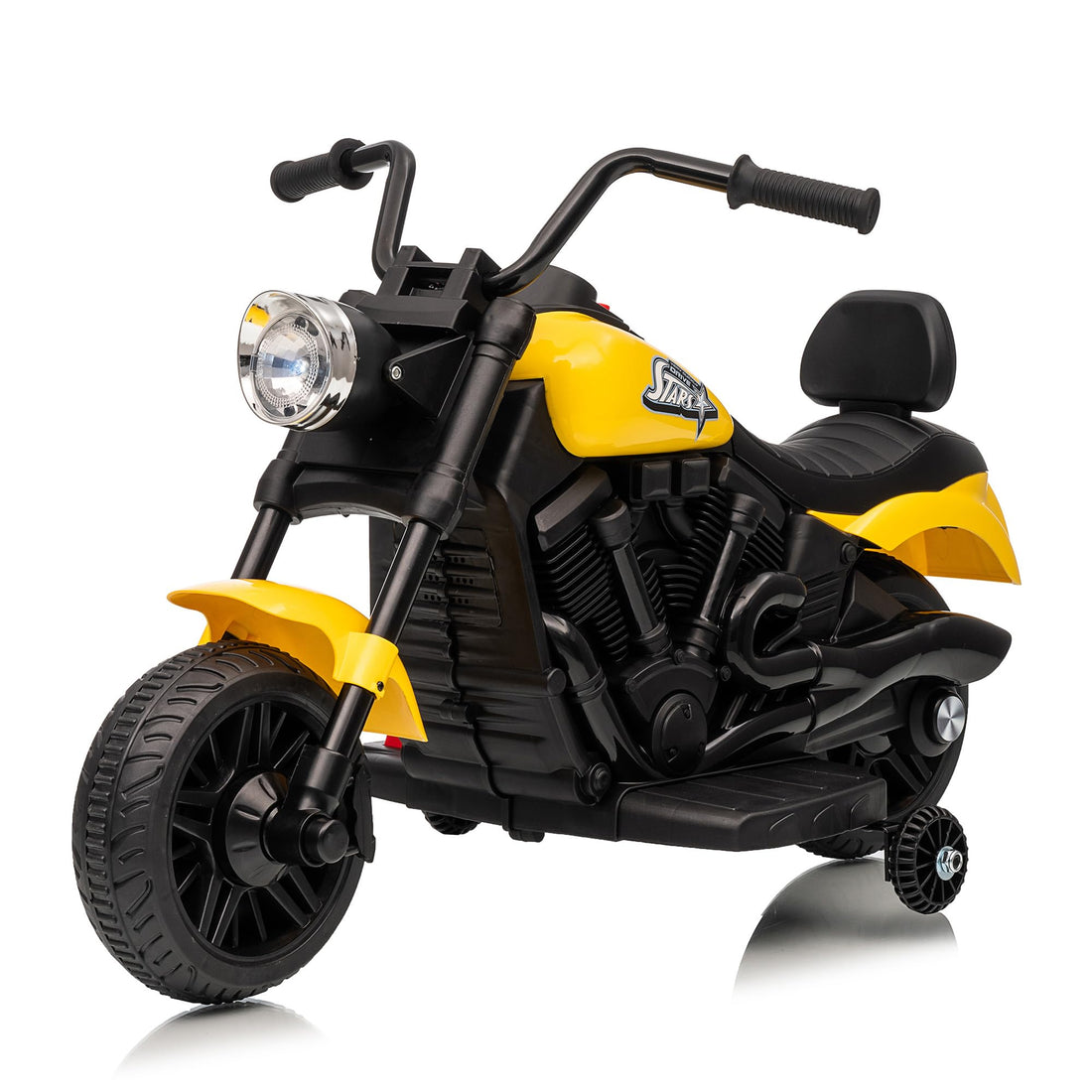 Moto elettrica Garvee 6V gialla con avviamento graduale e sospensioni: la prima moto elettrica per bambini dai 2 anni per passeggiate sicure in giardino