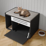 Garvee Lettiera per Gatti con Pannello Ventilato e Porta Abbattibile, Casa per Gatti da Interno per Appartamenti, Legno, Design Discreto - Black