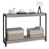 Tavolo consolle stretto Garvee da 39,5" per corridoio, 2 ripiani, legno e metallo, rustico-moderno, capacità di carico fino a 50 libbre, uso versatile - Grigio