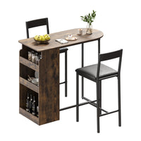 Set tavolo e sedie da bar Garvee con piano semicircolare in stile retrò, ripiano a 3 livelli, sgabelli rivestiti in pelle per cucina e ufficio, compatto, moderno