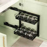 Organizzatore per lavello da cucina Garvee, 2 ripiani, autoadesivo, metallo, estensibile, per cucina e bagno, 30 cm, argento - Argento