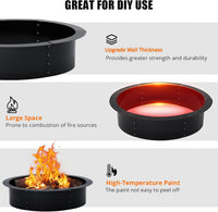 Anello per braciere senza fumo Garvee da 36 pollici, in acciaio inossidabile, per giardino e campeggio, assemblaggio in lamiera di ferro da 8 pezzi, fori di ventilazione, robusto e durevole