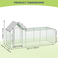 Pollaio Garvee in metallo di grandi dimensioni con protezione UV impermeabile, struttura in acciaio robusto, chiusura di sicurezza, rivestito in PVC per polli e conigli da esterno, grande, grigio