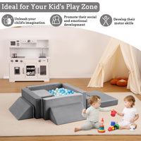 Divano modulare per bambini Garvee, set da 12 pezzi con piscina di palline per sala giochi, 47,2"x23,6"x11" grigio