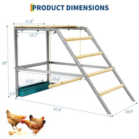Garvee Chicken Perch con altalena e mangiatoia per pollaio e fattoria, 37,4"x18,9"x28", legno e metallo zincato, resistente