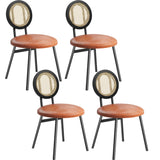 Garvee Set 4 Sedie da Pranzo con Schienale in Rattan, Poltrone Moderne Imbottite, Gambe in Metallo Stabili, Design Retrò, Ideali per Cucina e Soggiorno - Braun_1