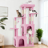Garvee Tiragraffi Multi-Livello 155 cm per Gatti Grandi, Torre Robusta con 2 Condo Spaziosi, Sisal Naturale, Rosa, Ideale per Maine Coon - Rosa