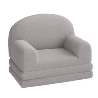 Divano per bambini Garvee 2 in 1, pieghevole, in pile, comodo e portatile, grigio, per sala giochi e camera da letto