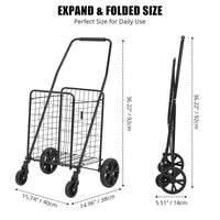 Carrello della spesa pieghevole Garvee, capacità 110 libbre, ruote girevoli a 360°, cestino da 22 galloni, acciaio legato, leggero, per la spesa e i picnic, pieghevole, grigio