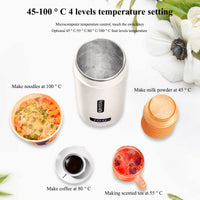 Bollitore elettrico Garvee da 380 ml in acciaio inossidabile, portatile, con controllo della temperatura a LED, per campeggio, ufficio, viaggio, compatto e rapido.