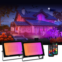 Proiettori LED RGB Garvee da 40 W, confezione da 2 proiettori LED per esterni, 10 modalità, impermeabili IP66, 256 colori, bianco caldo 3000 K, illuminazione da giardino