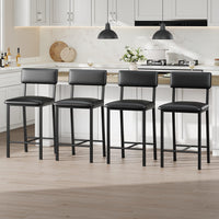 Set di 4 sgabelli da bar Garvee, in similpelle, ergonomici e stabili, per cucina e bar, 25 pollici, nero