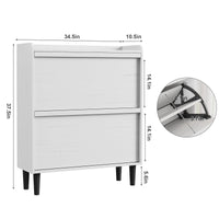 Scarpiera Garvee con 2 cassetti a scomparsa, ripiano regolabile, legno MDF per corridoio e soggiorno, bianco, ampio spazio di archiviazione, antiribaltamento