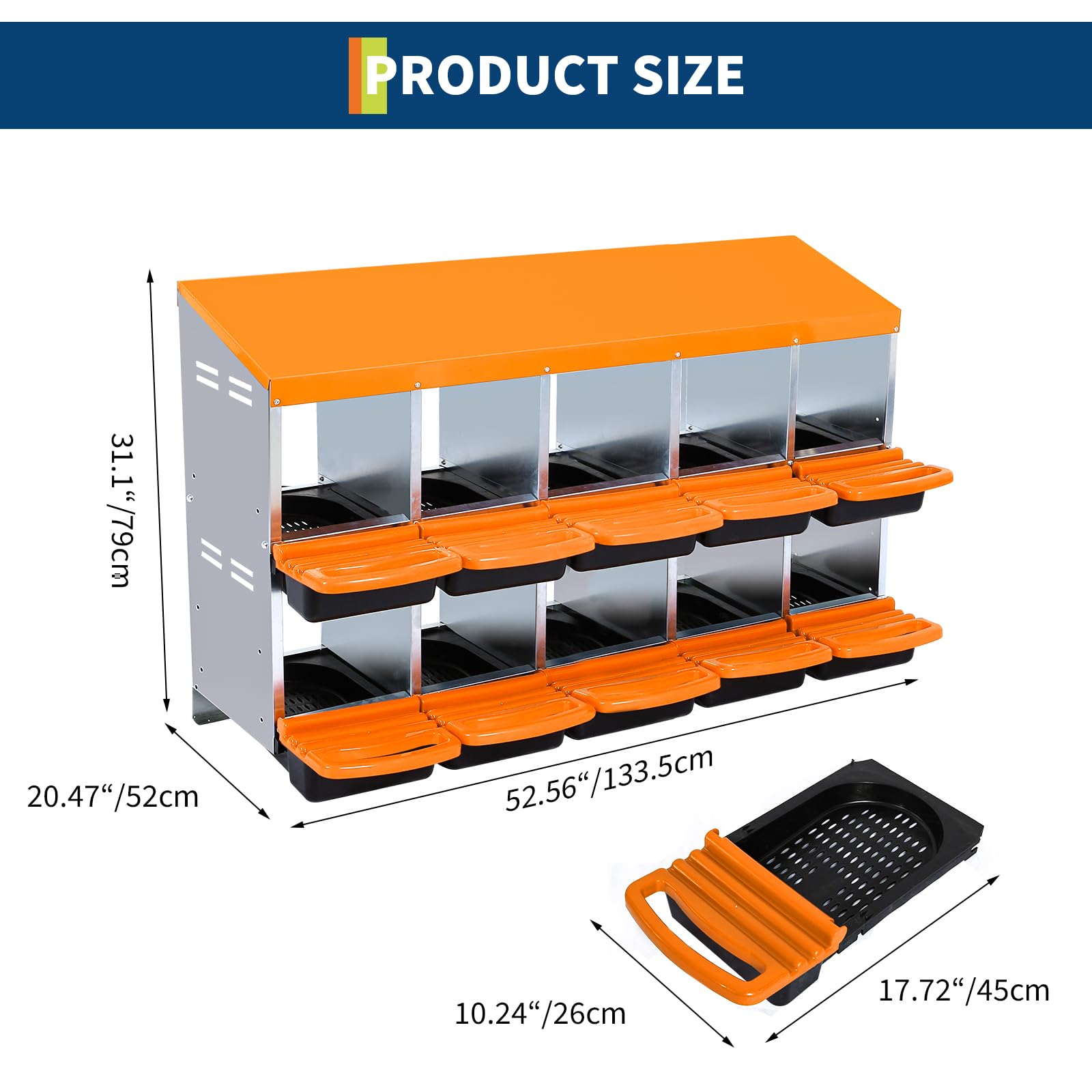Nido per polli Garvee a 2 livelli – Con 10 scomparti, tetto in metallo resistente all’acqua, base antiscivolo, ideale per pollai