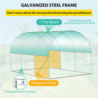 Serra Garvee 13x8x7 piedi con struttura in acciaio zincato, 6 finestre, 2 porte con cerniera, copertura in PE per giardino e uso esterno, resistente al vento e alle intemperie, verde