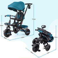 Garvee Triciclo Bébé Évolutif 6 en 1 con seduta reversibile, parasole, pedali per bambini da 10 mesi a 5 anni, Verde