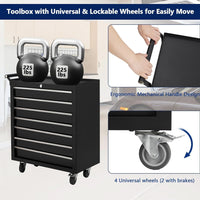 Carrello portautensili Garvee con 5 cassetti, in metallo, con ruote e serratura, per officina e garage, portatile, nero