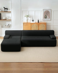 Divano componibile Garvee Cloud da 108" con chaise longue - Divano super soffice senza osso, velluto a coste ultra morbido, divano a L, accogliente, nero, soggiorno