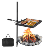 Griglia per falò Garvee 22"x15" in acciaio inossidabile pieghevole resistente al calore con maniglia per il trasporto, ampia superficie di cottura per campeggio all'aperto, nera - nero
