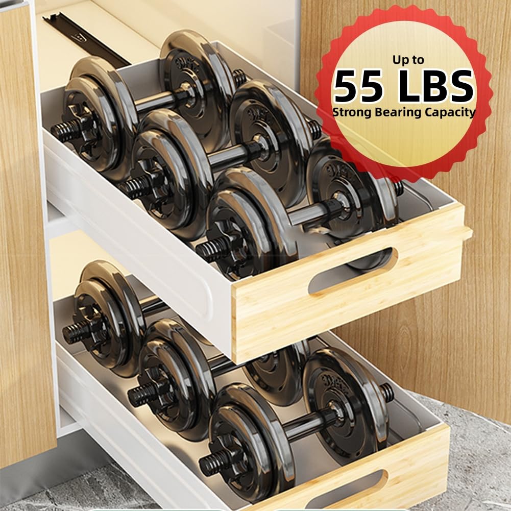 Cassetto da cucina telescopico estensibile Garvee da 2 pezzi, in acciaio inossidabile, contenitore portaoggetti regolabile in altezza per mobiletto del lavello, argento