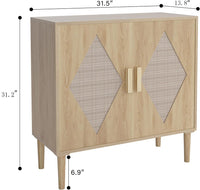 Garvee Buffet Cabinet Con 2 Decorazioni In Rattan, Mobile Contenitore In Legno Naturale Per Soggiorno E Sala Da Pranzo, Naturale