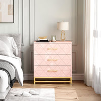 Cassettiera in legno Garvee con 3 cassetti, spazio di archiviazione, MDF rosa, antipolvere, soggiorno, camera da letto, corridoio, compatta