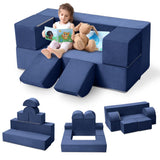 Garvee Divano Modulare per Bambini 6 Pezzi, Schiuma Morbida ad Alta Densità, Rivestimento in Microvelluto Rimovibile, Blu Navy, per Cameretta e Sala Giochi - Navy Blue