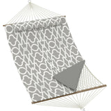 Garvee Amaca Da Esterno Per 2 Persone Con Telaio Regolabile In Acciaio, Corda Di Cotone E Cuscino In Poliestere, Giardino E Spiaggia, Grigio Chiaro A Righe - Light Gray Stripes