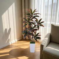 Pianta artificiale di Dracena Garvee da 5 piedi con vaso conico bianco per decorazione d'interni, facile da curare, design flessibile