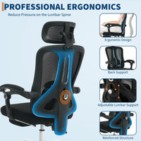 Sedia da ufficio ergonomica Garvee in rete con schienale alto, poggiatesta regolabile, poggiapiedi per ufficio e camera da letto, altezza regolabile, traspirante, rotelle, nera