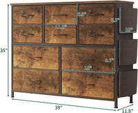Cassettiera Garvee con 10 cassetti, tessuto, legno, piano del tavolo, guide in metallo, per camera da letto e soggiorno, salvaspazio