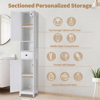 Mobiletto da bagno alto Garvee con 2 ripiani regolabili, autoportante, MDF resistente, design bianco moderno, salvaspazio per bagno e cucina